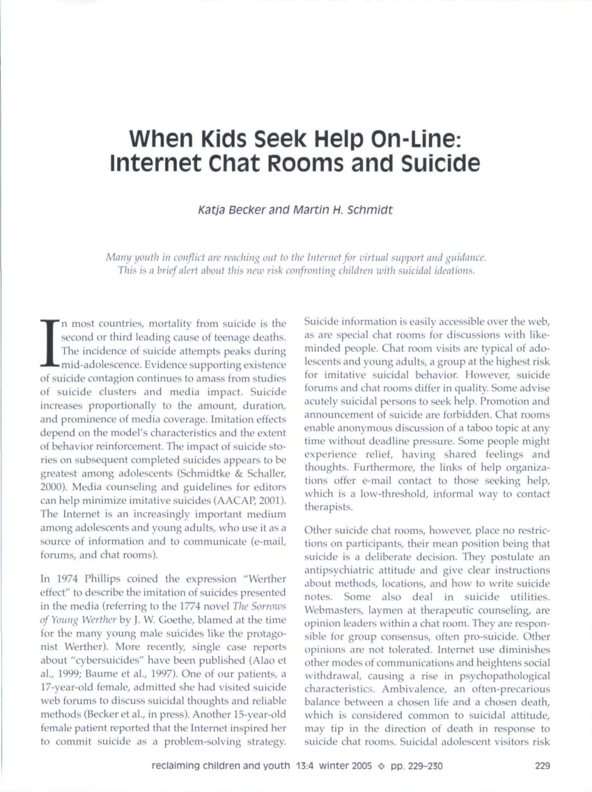 Pdf When Kids Seek Help On Line