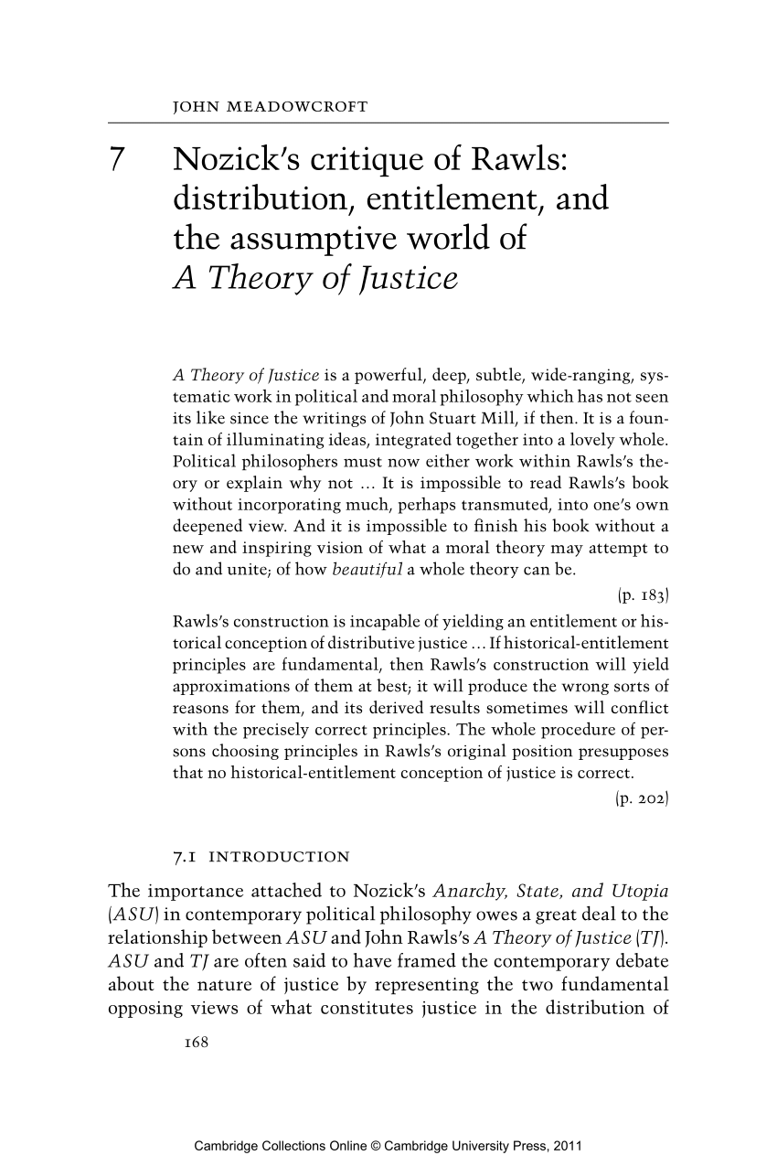PDF) critique of distribution, entitlement, and the assumptive world of A of Justice