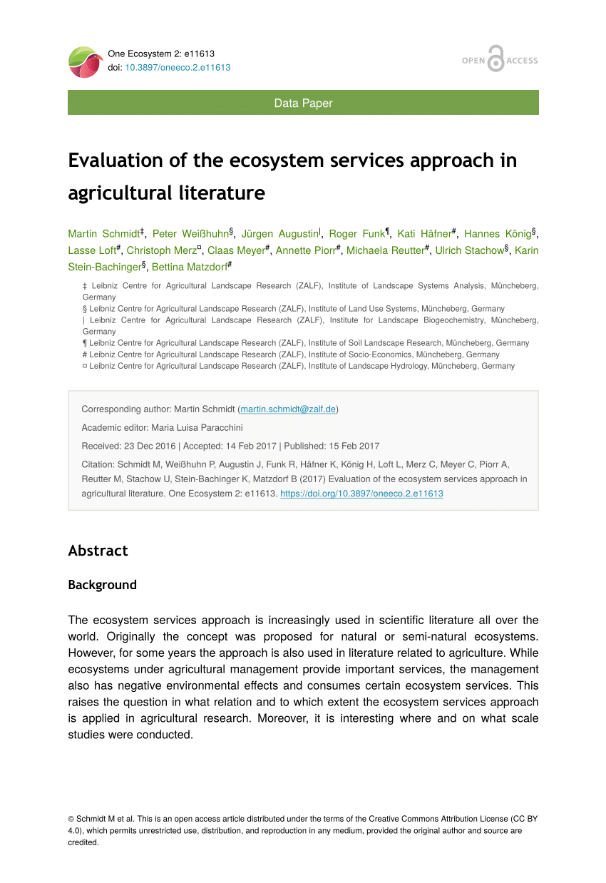 ecosystem services a literature review