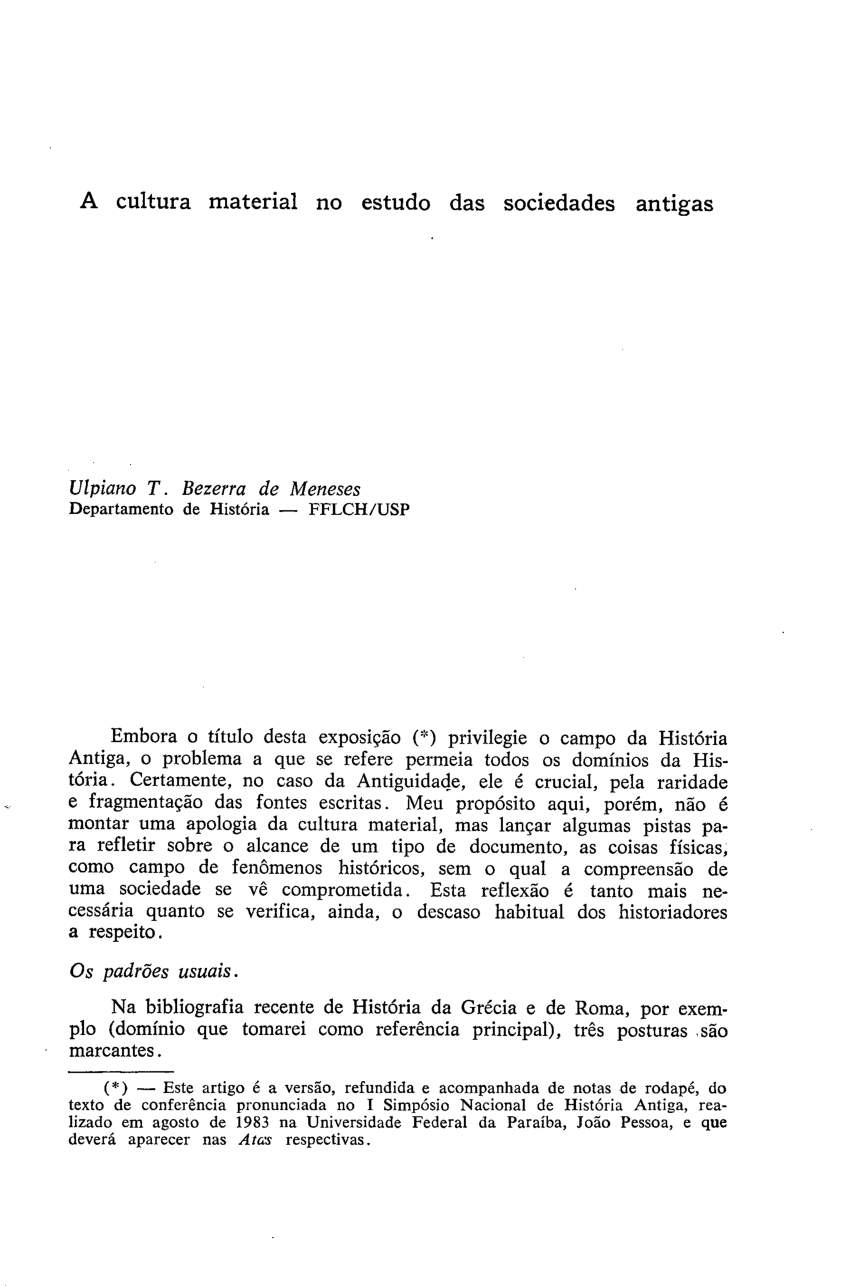 Um estudo sobre a História Antiga