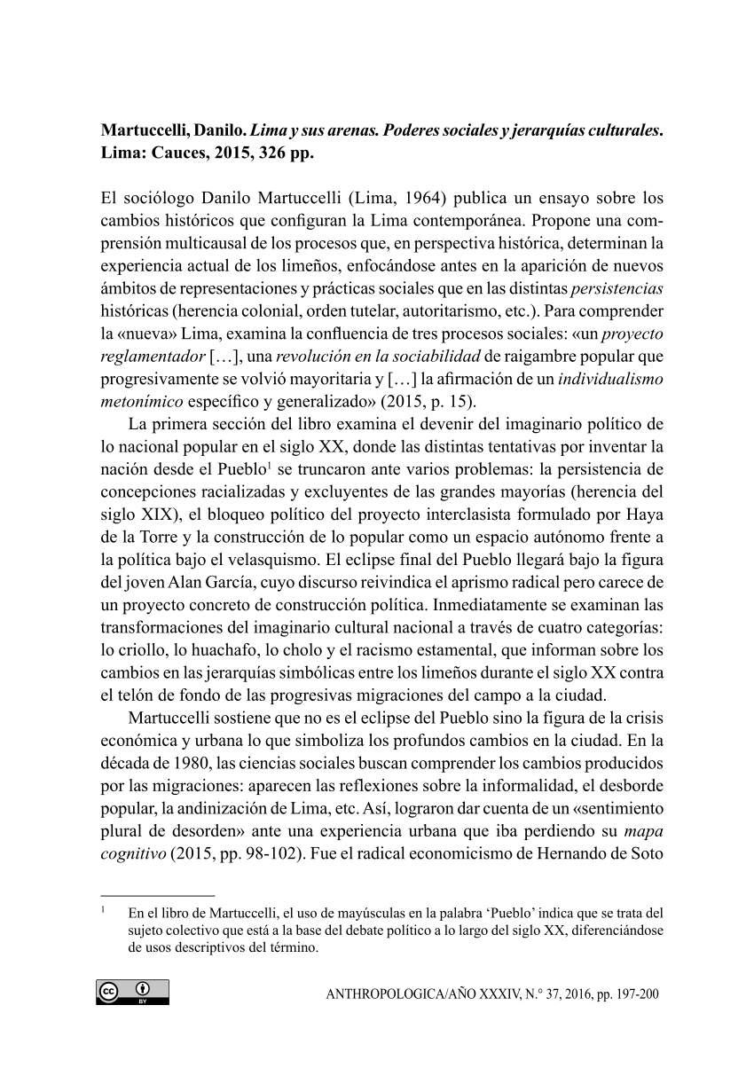 Pdf Martuccelli Danilo Lima Y Sus Arenas Poderes Sociales Y Jerarquías Culturales Lima 7539