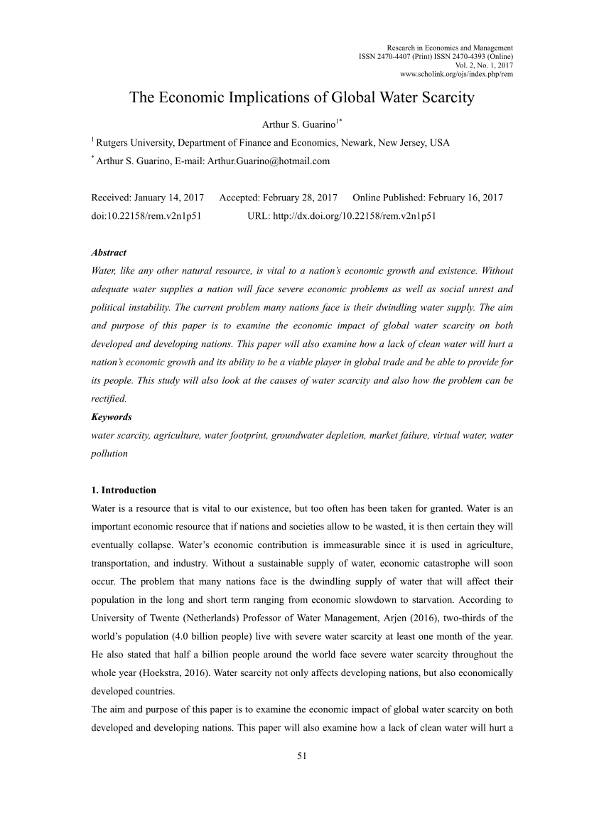 research paper on water scarcity pdf