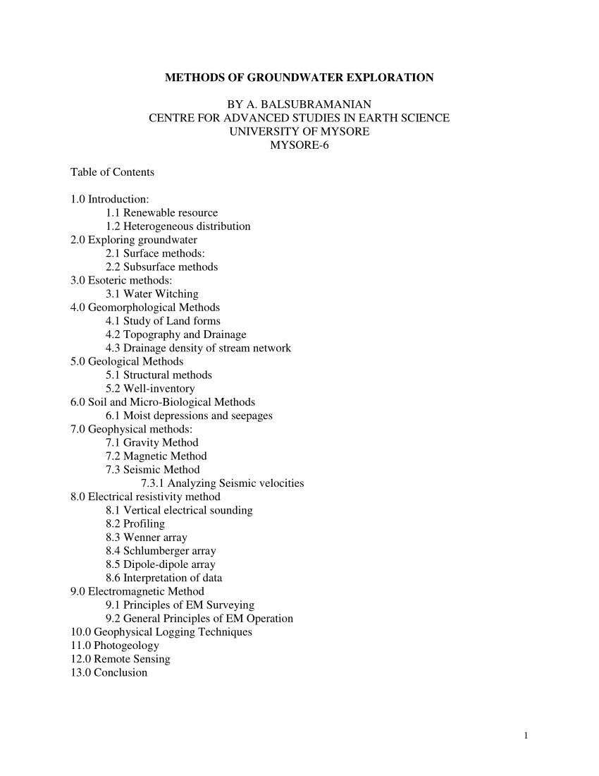 PDF) Methods of Groundwater Exploration