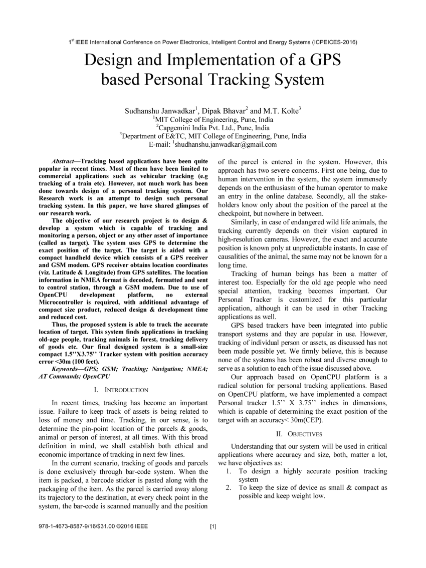 Design implementation of a GPS personal tracking system
