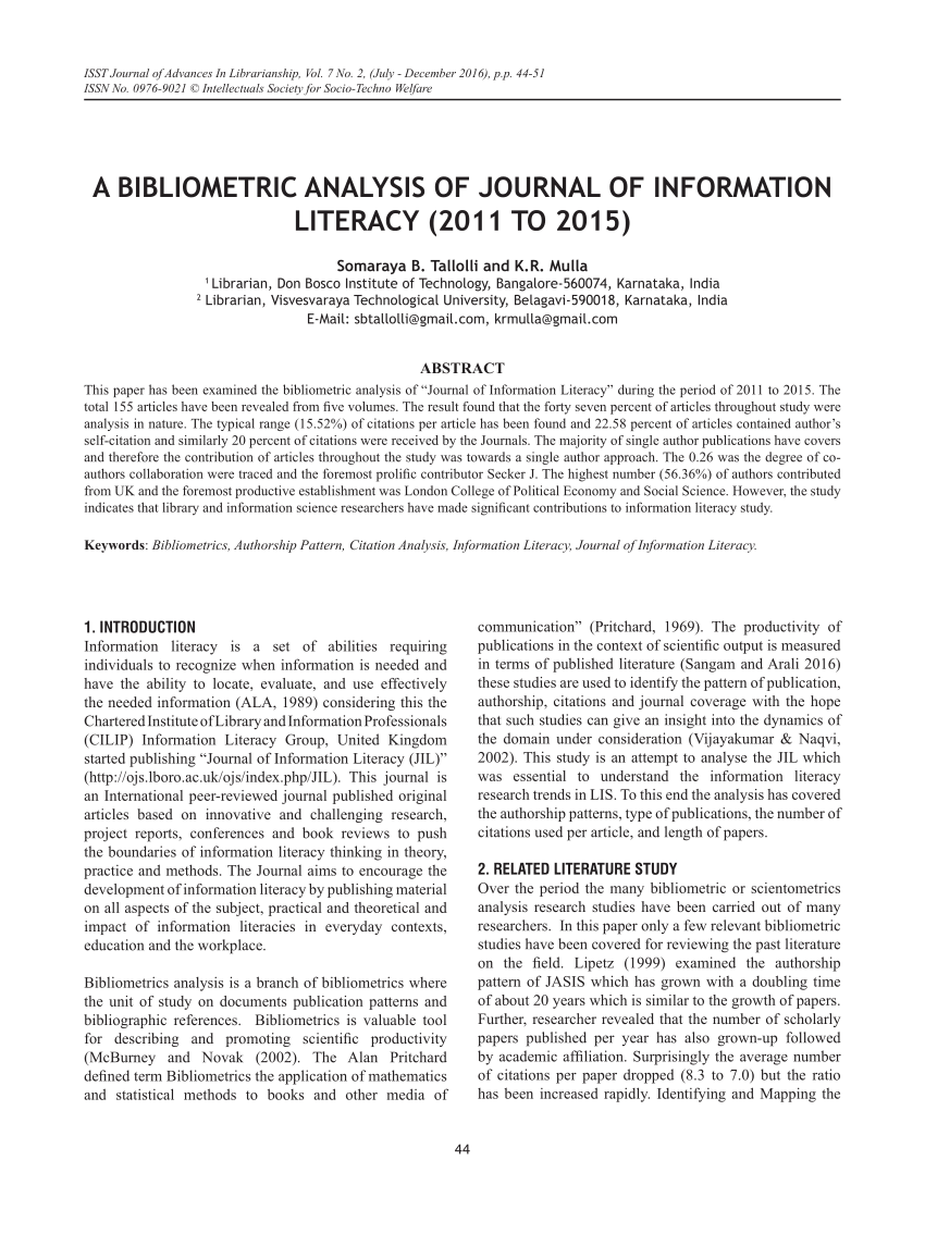 research analysis of journals