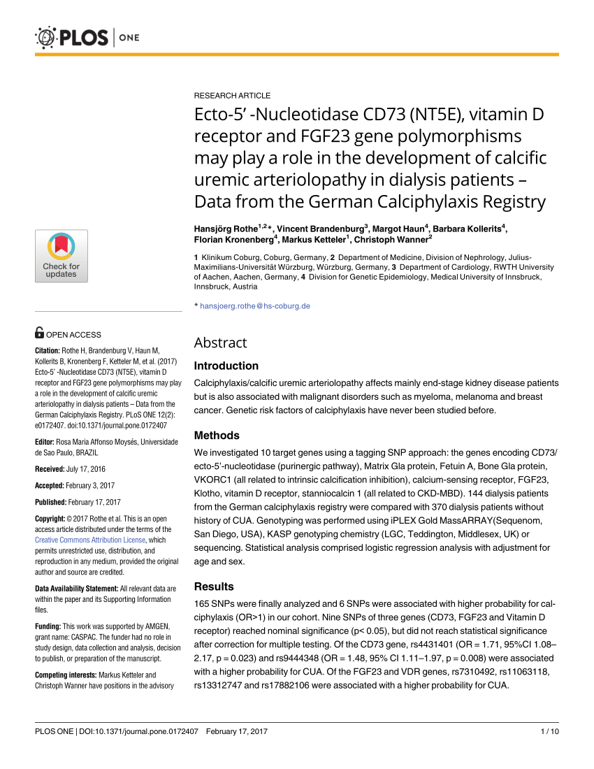 PDF) Ecto-5' -Nucleotidase CD73 (NT5E), vitamin D receptor and 