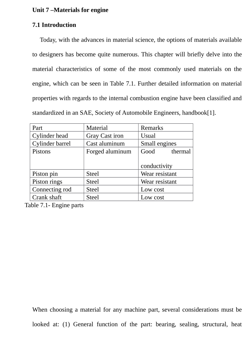 (PDF) Materials for Engine