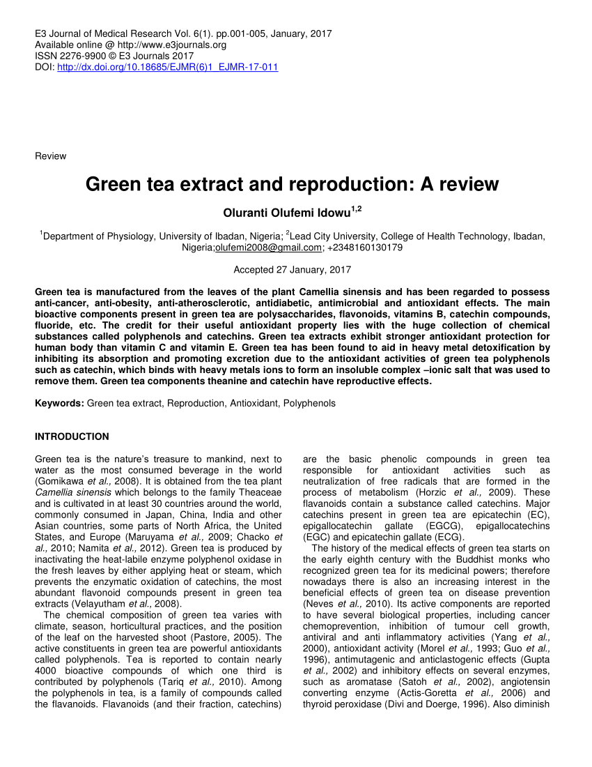 research articles green tea