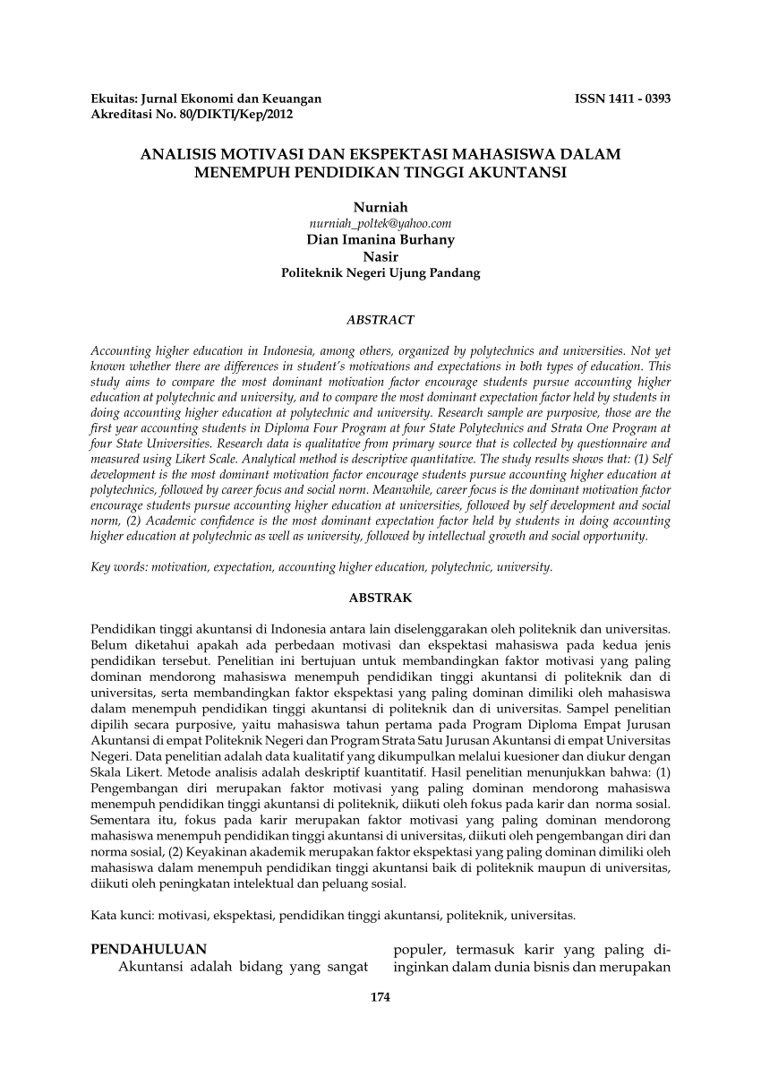 Pdf Analisis Motivasi Dan Ekspektasi Mahasiswa Dalam Menempuh