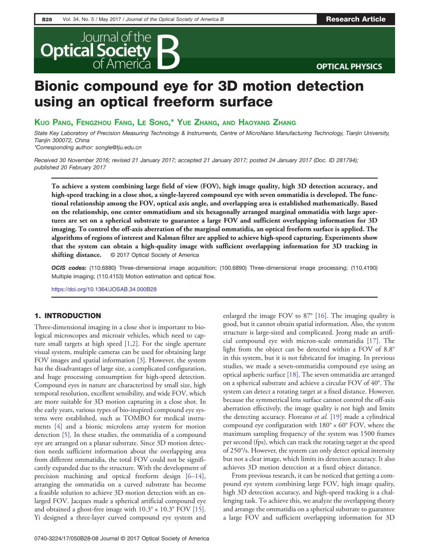 (PDF) Bionic compound eye for 3D motion detection using an optical ...