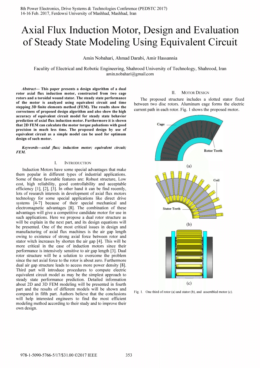 (PDF) Axial Flux Induction Motor, Design and Evaluation of Steady State