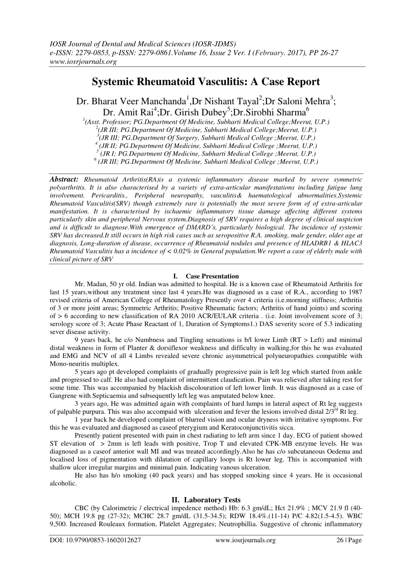 vasculitis case study report