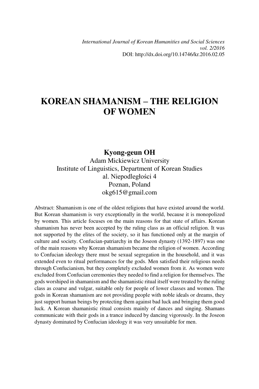 Example Of A Shaman Research Paper