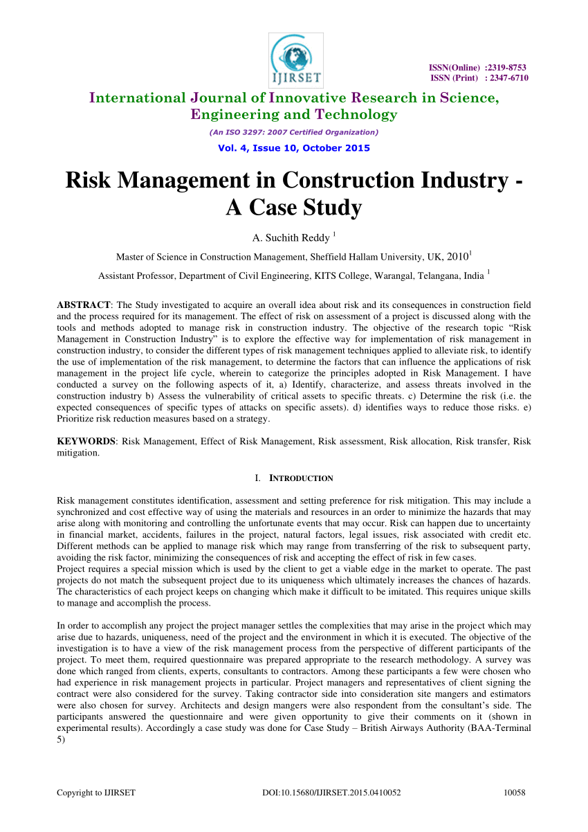 building risk management case study