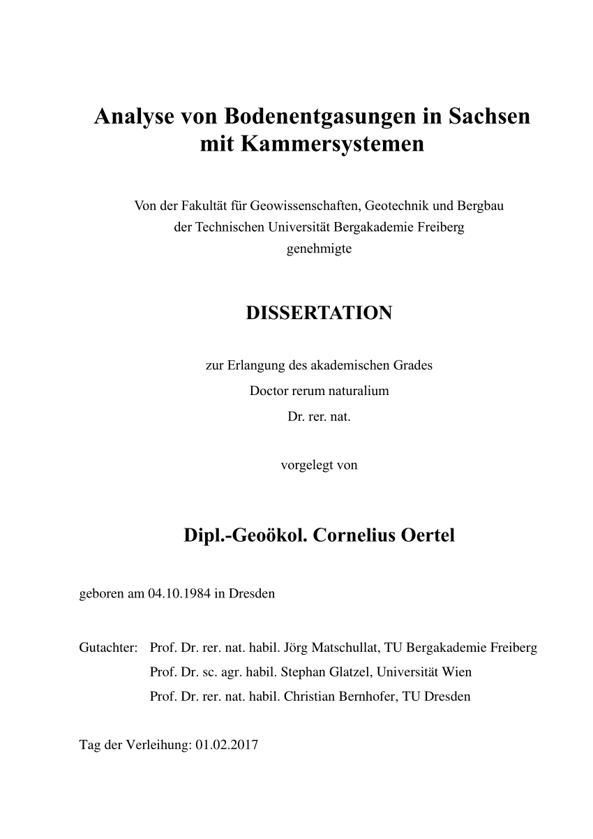 PDF Analyse von Bodenentgasungen in Sachsen mit Kammersystemen Dissertation