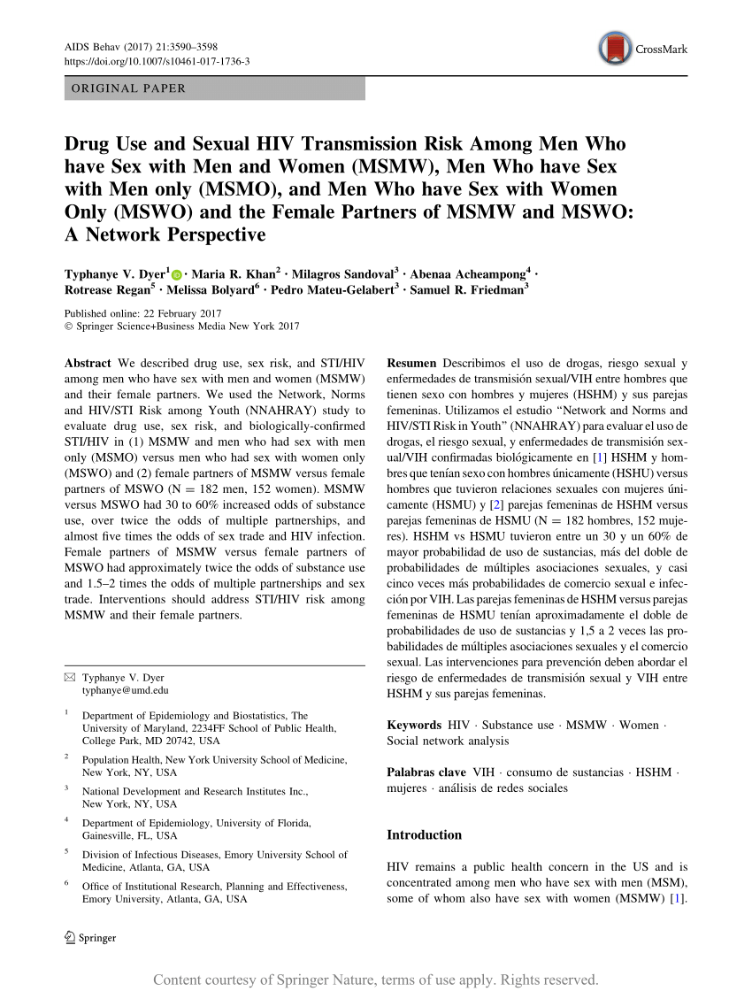 Drug Use And Sexual Hiv Transmission Risk Among Men Who Have Sex With