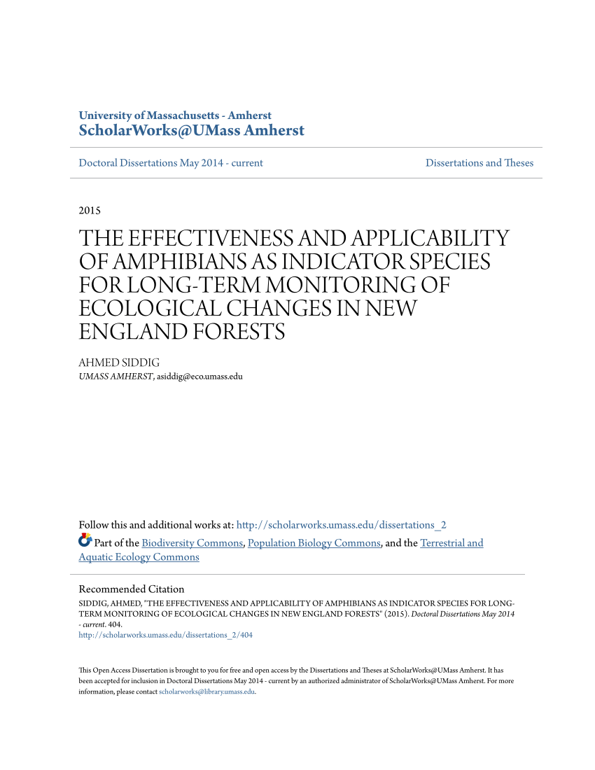 (PDF) THE EFFECTIVENESS AND APPLICABILITY OF AMPHIBIANS AS INDICATOR