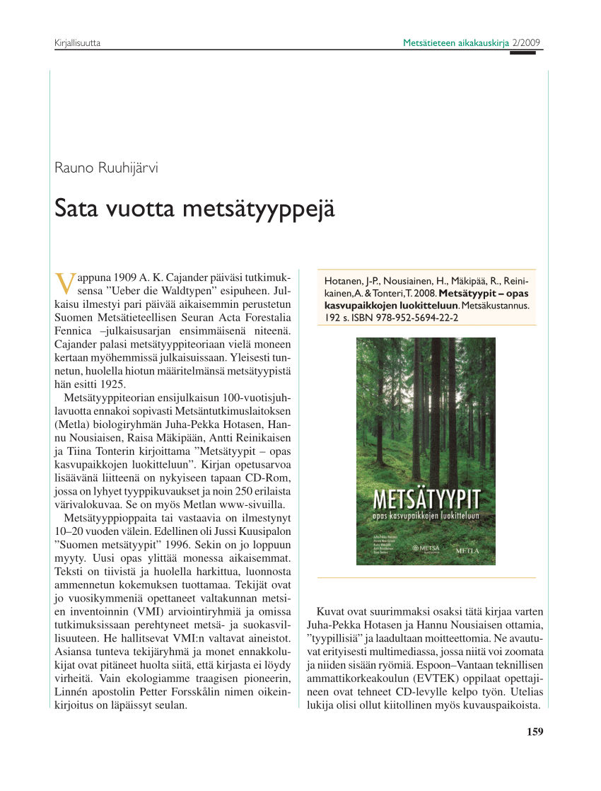 PDF) Sata vuotta metsätyyppejä