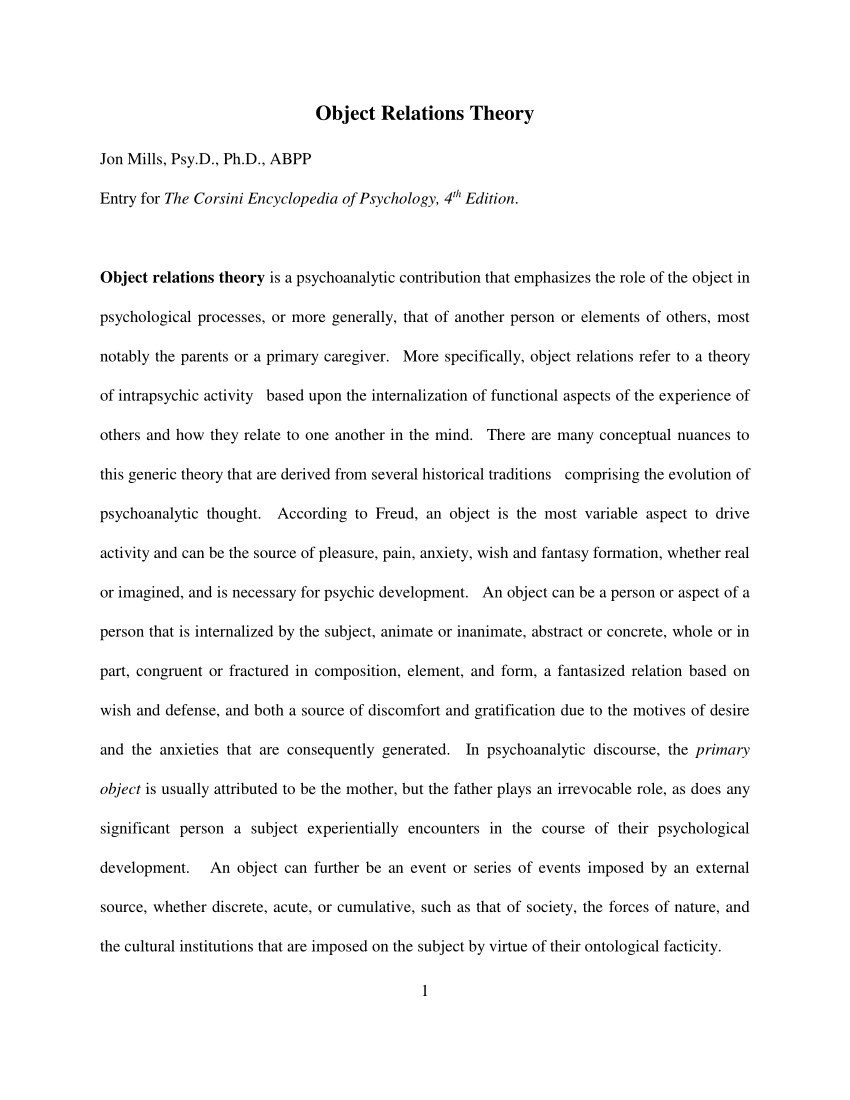 research paper on object relations theory