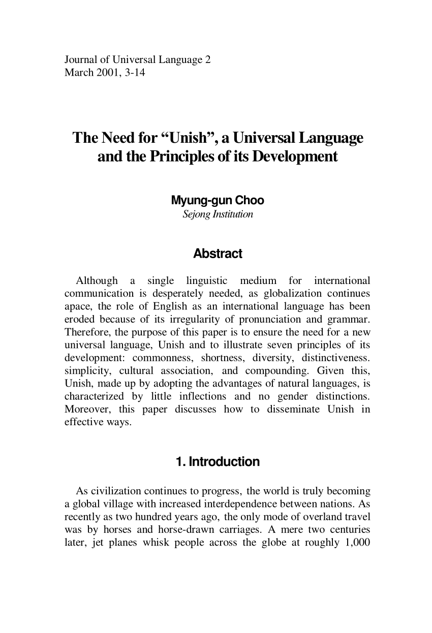 universal language research paper