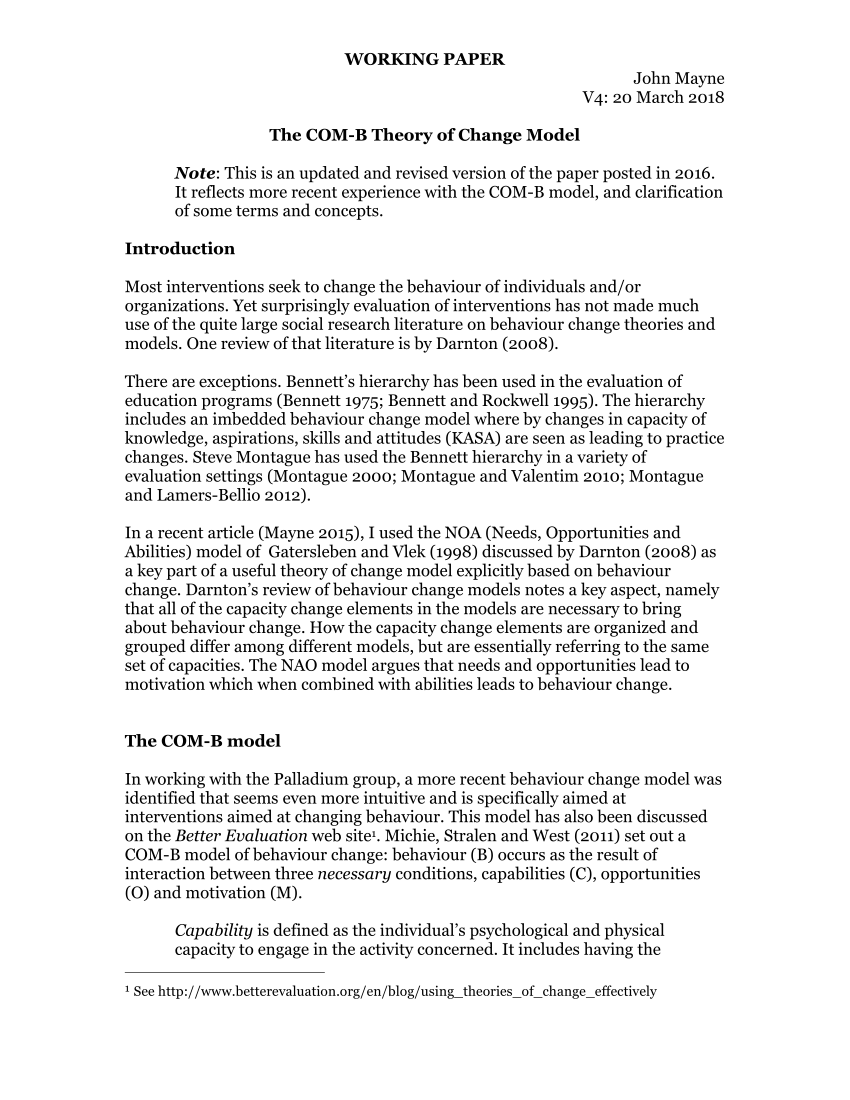 Pdf The Com B Theory Of Change Model V3