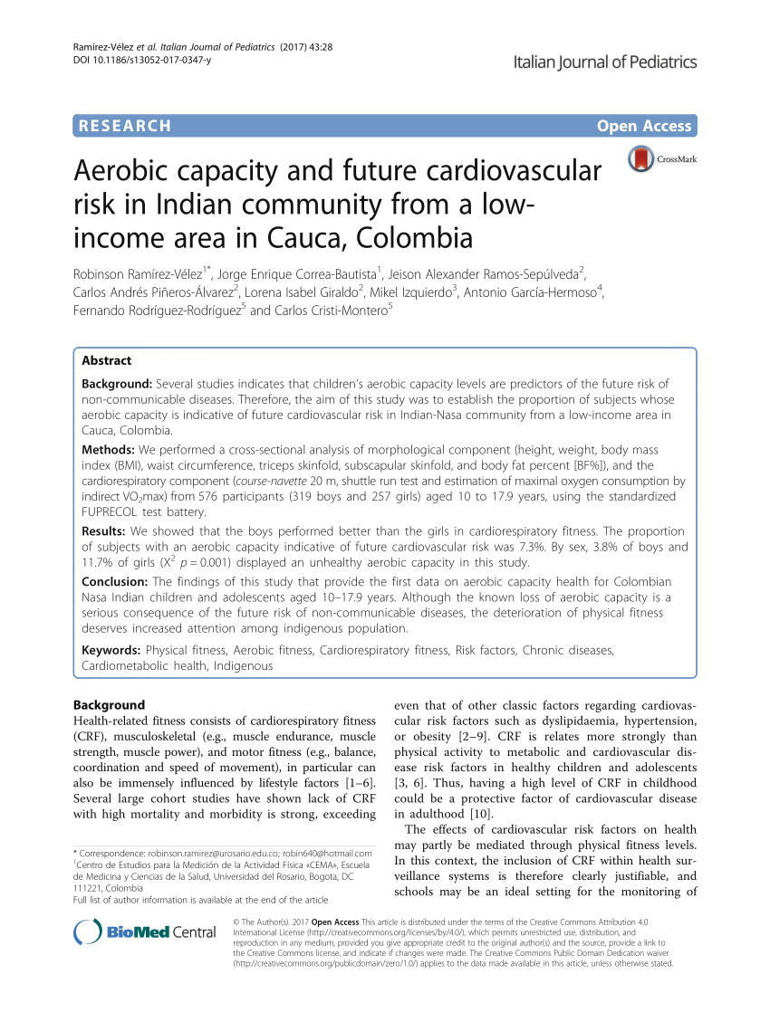 PDF Aerobic Capacity and Future Cardiovascular Risk in Indian  