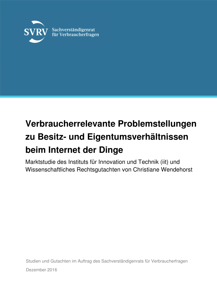 PDF Eigentums und Besitzverhältnisse im Internet der Dinge Marktstu