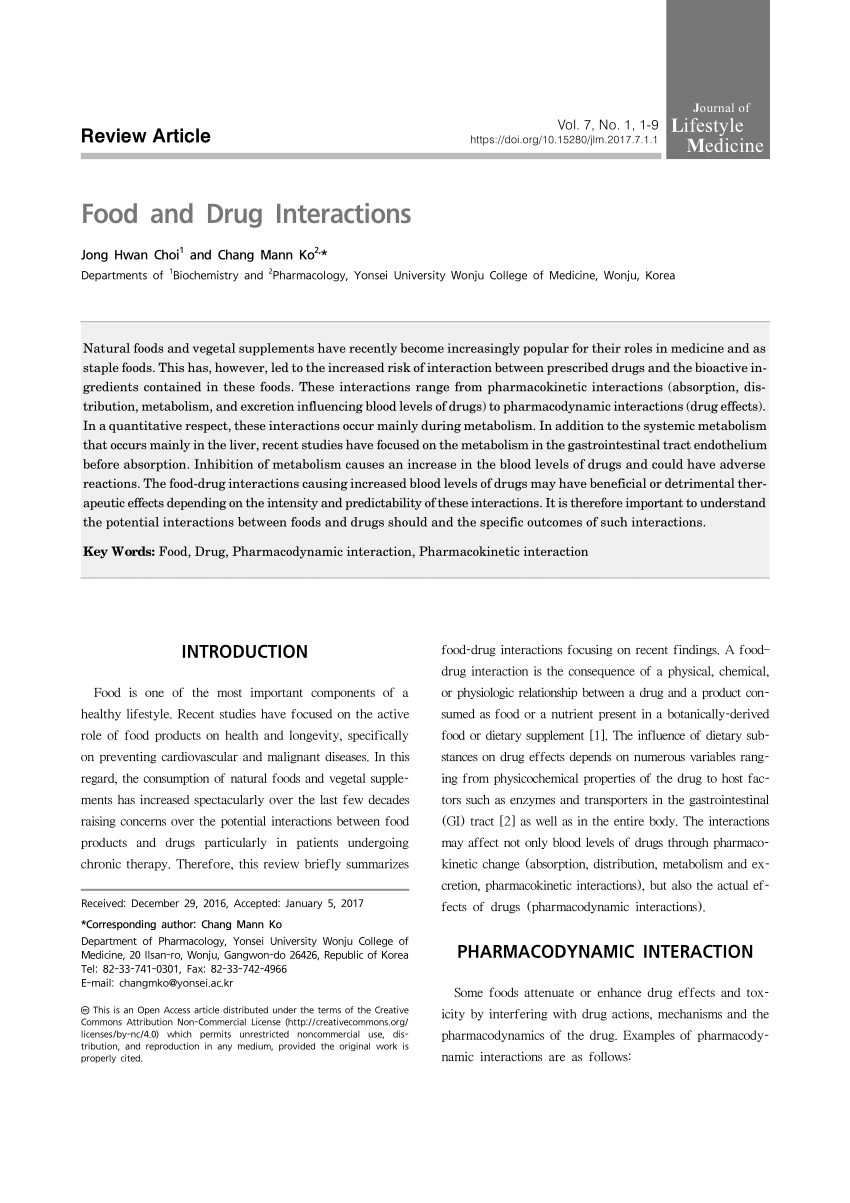 Pdf Food And Drug Interactions