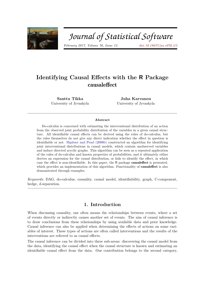 PDF) Identifying Causal Effects with the R Package causaleffect
