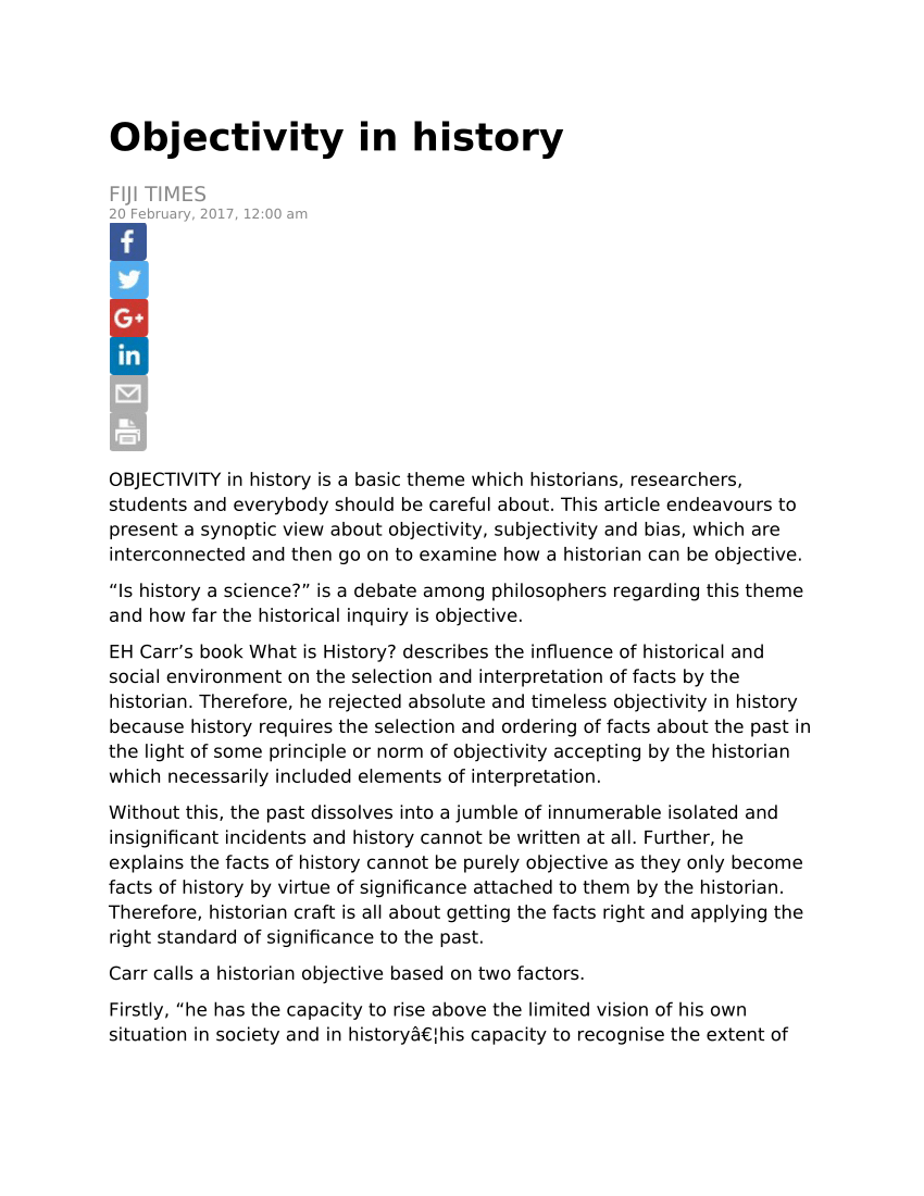 objectivity in history essay