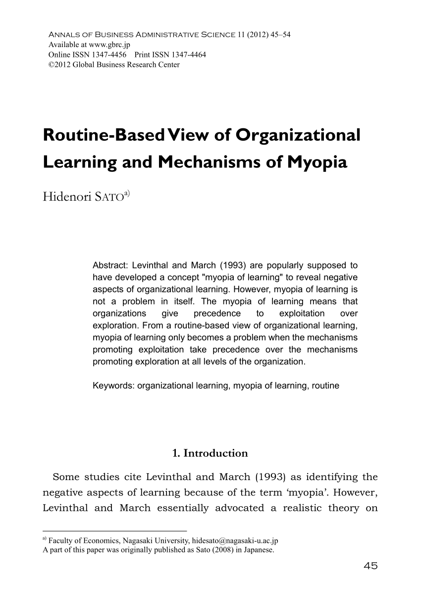 (PDF) RoutineBased View of Organizational Learning and Mechanisms of