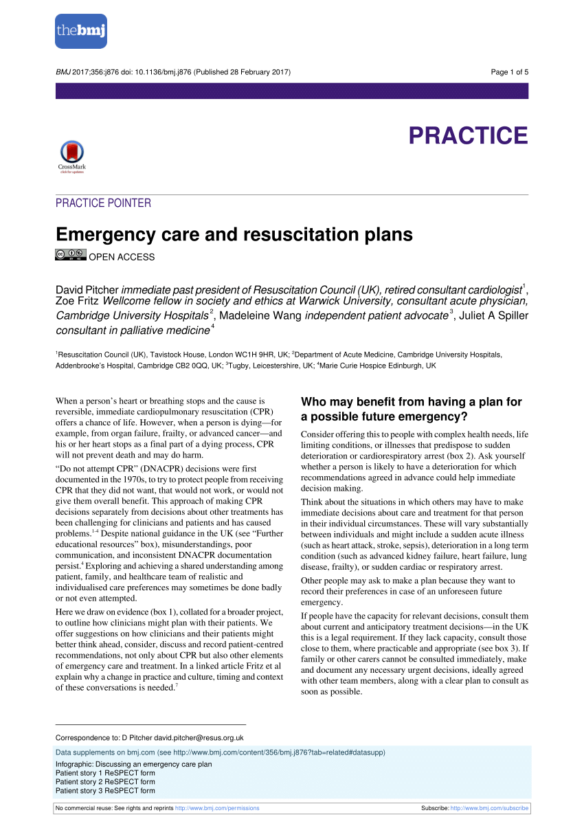 (PDF) Emergency care and resuscitation plans