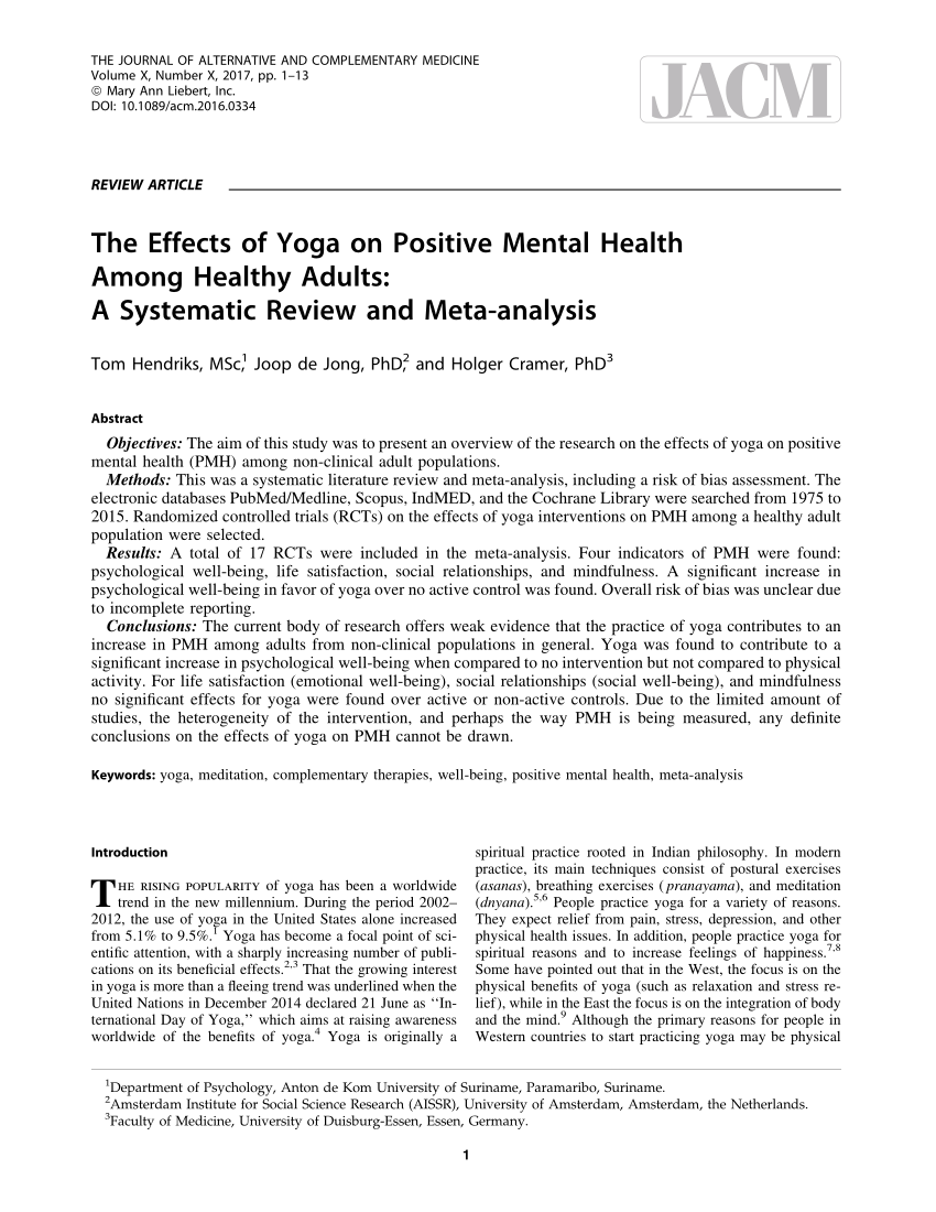 impact of yoga on mental health research paper