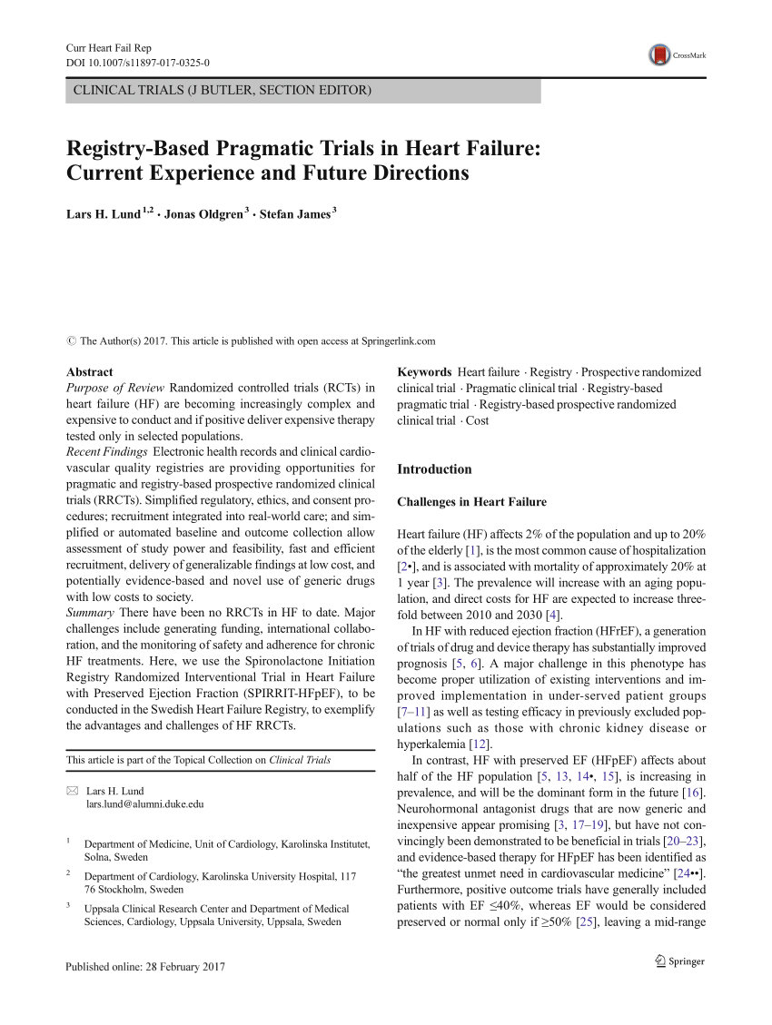 (PDF) Registry-Based Pragmatic Trials in Heart Failure: Current ...