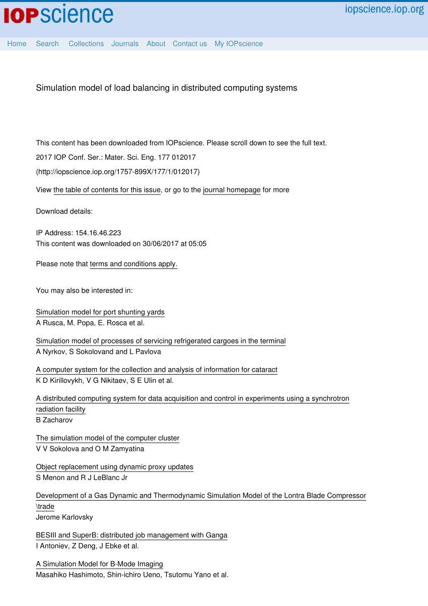 (PDF) Simulation model of load balancing in distributed ...