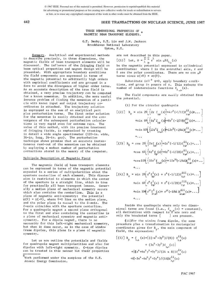 Pdf Three Dimensional Properties Of Magnetic Beam Transport Elements