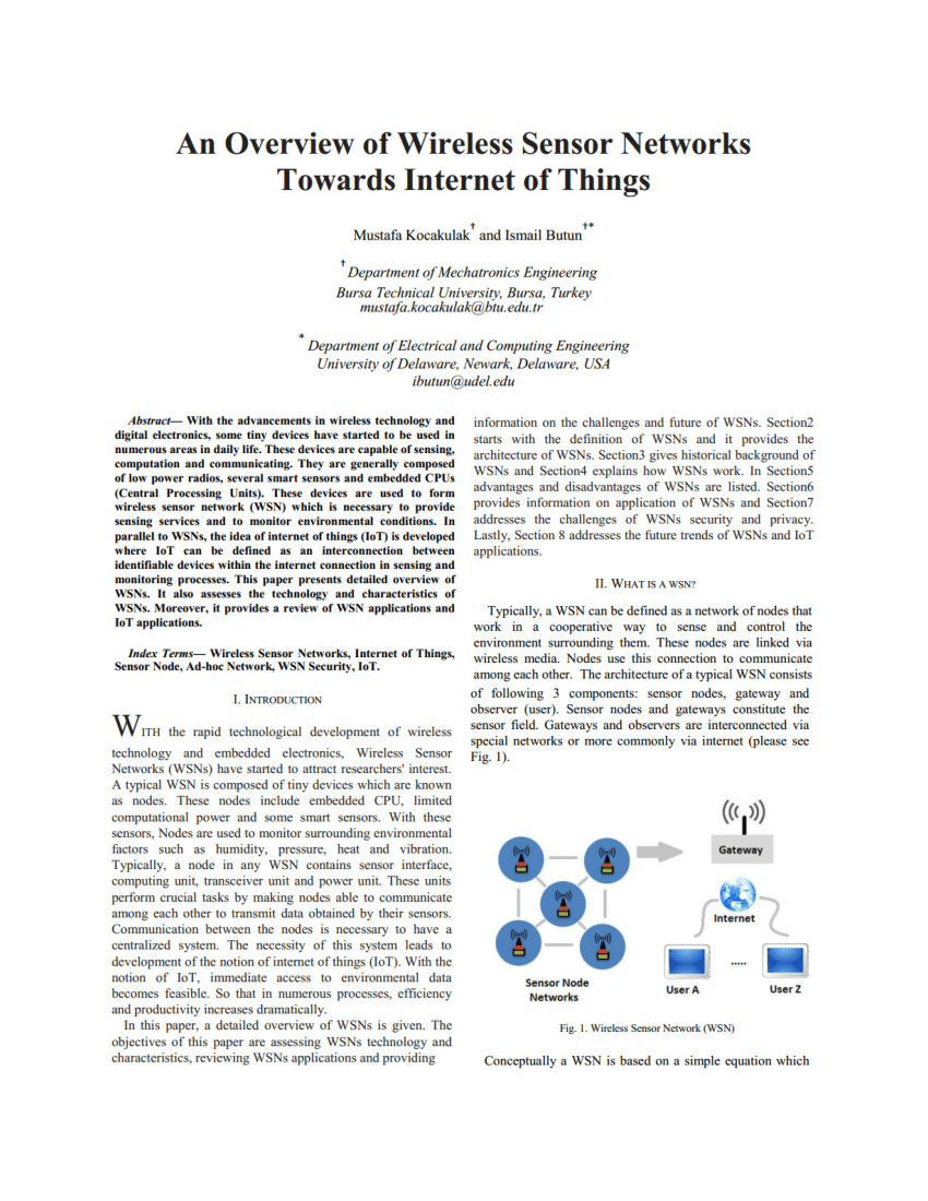 Pdf An Overview Of Wireless Sensor Networks Towards Internet Of Things