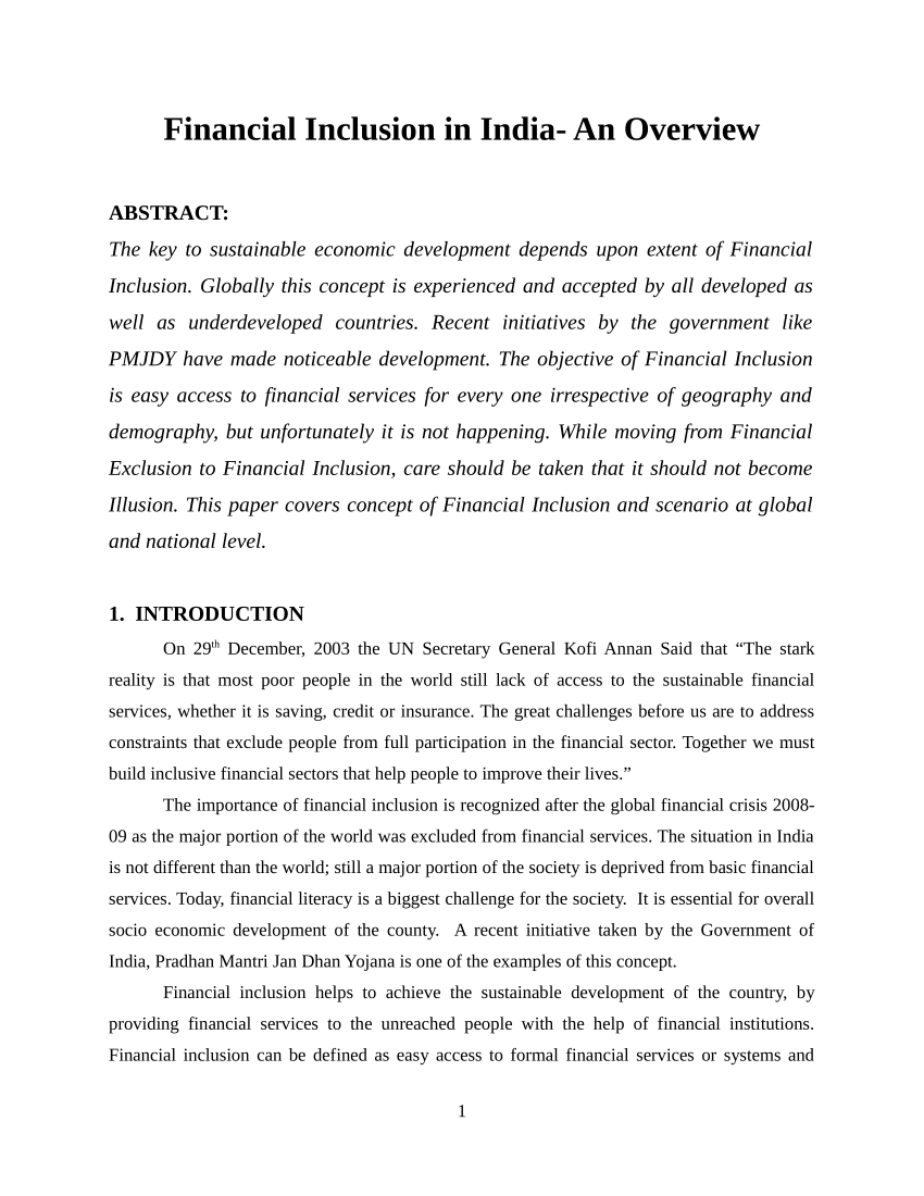 financial inclusion in india research paper