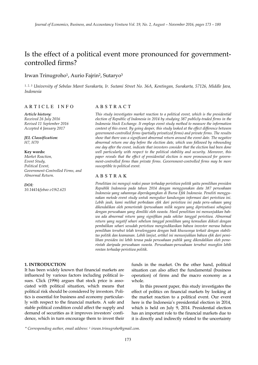 Pdf Is The Effect Of A Political Event More Pronounced For Government Controlled Firms