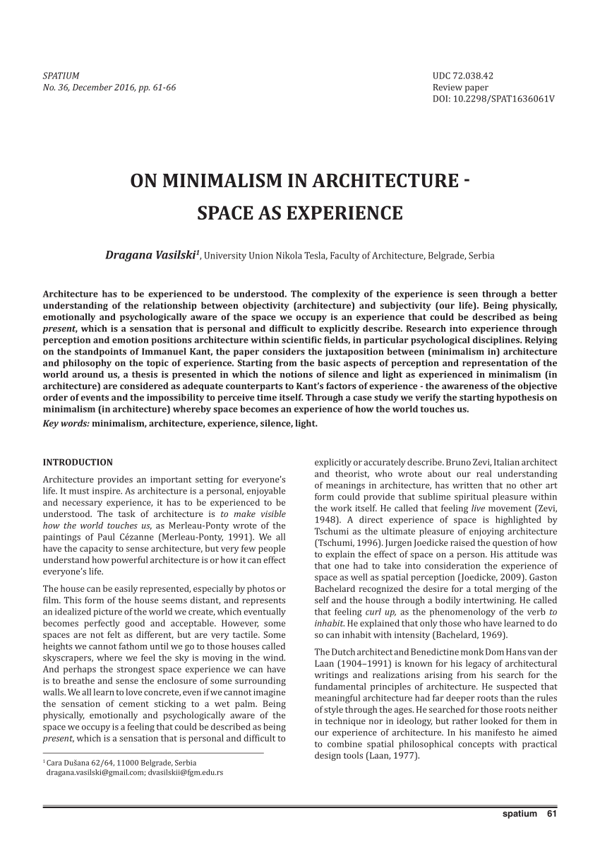 minimalism in architecture research paper