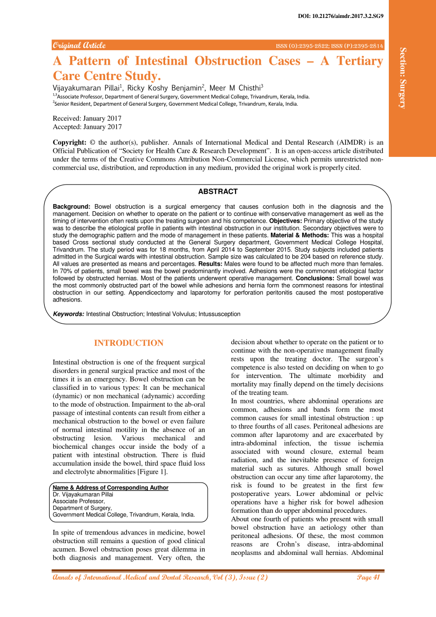 intestinal obstruction case study pdf