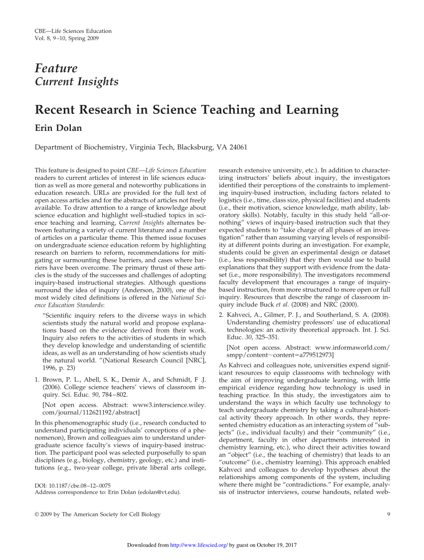 recent research in science education