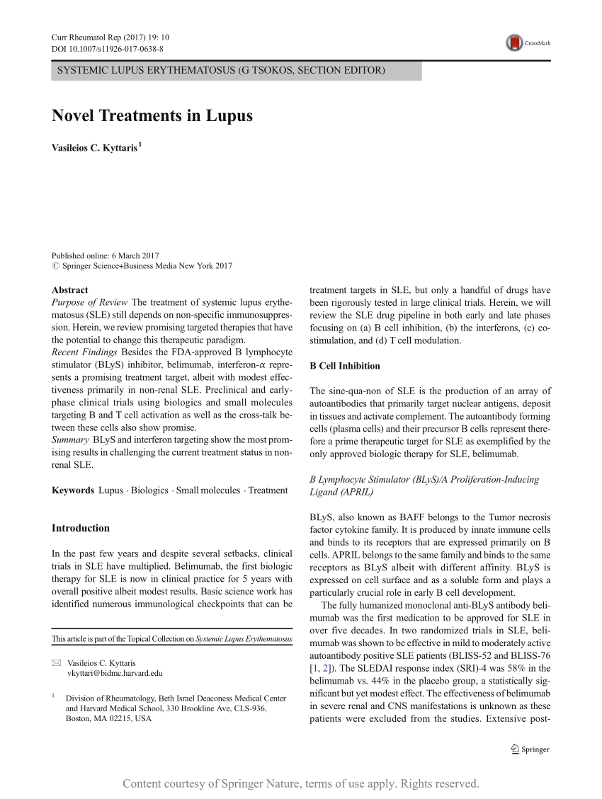 Novel Treatments In Lupus 1599