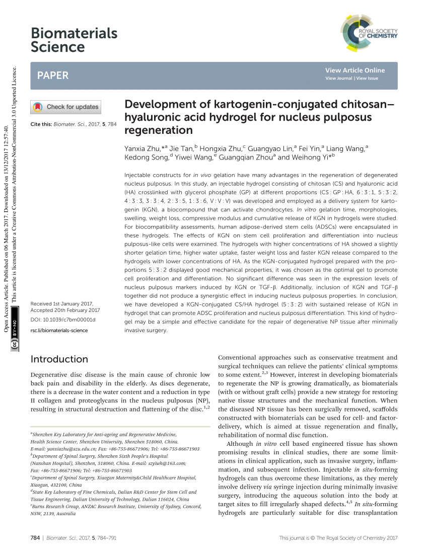 (PDF) Development of kartogenin-conjugated chitosan–hyaluronic acid ...