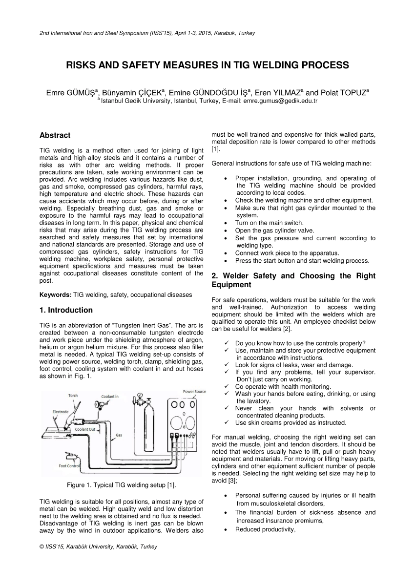 Pdf Risks And Safety Measures In Tig Welding Process