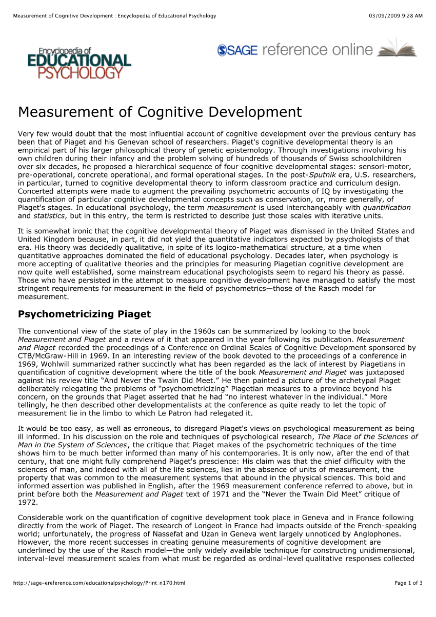 PDF Measurement of Cognitive Development