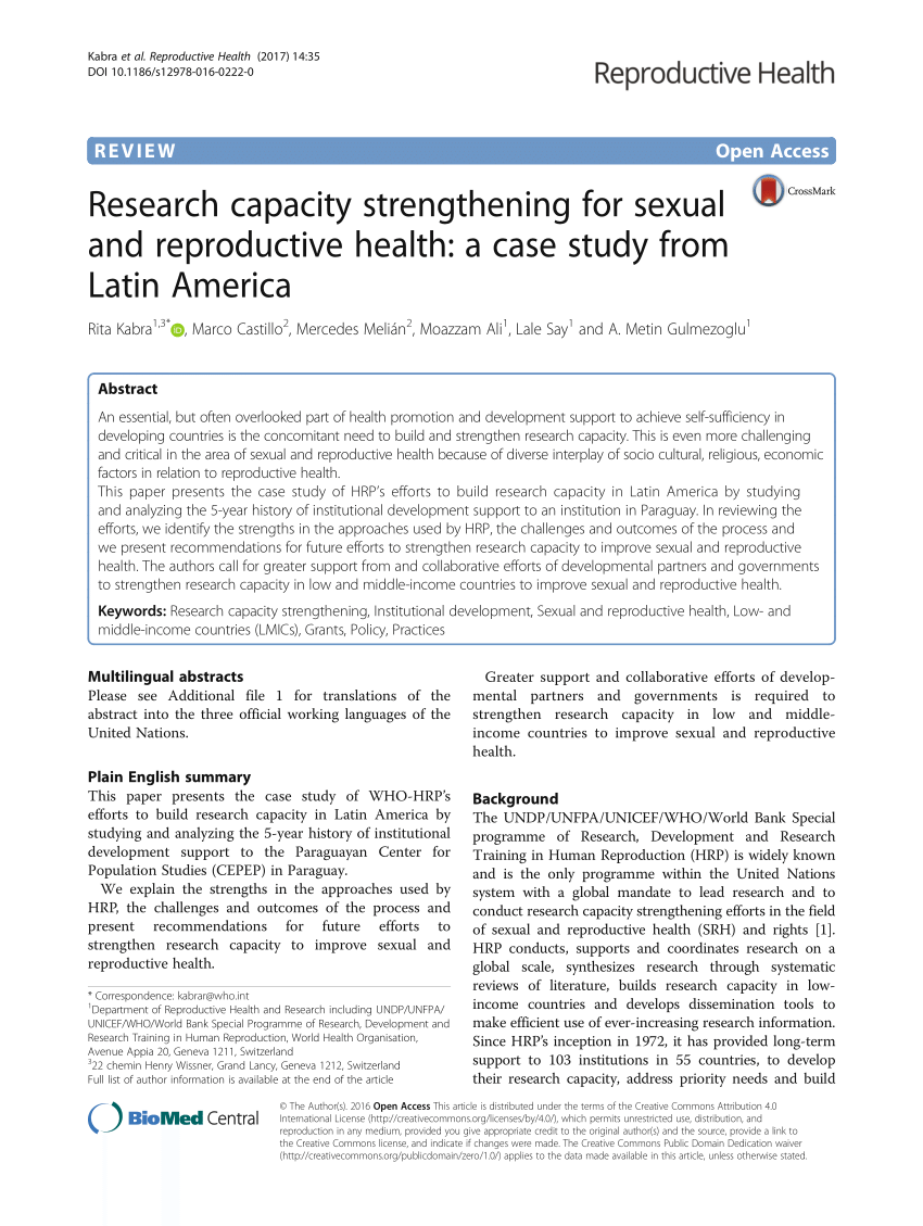 PDF Research capacity strengthening for sexual and reproductive