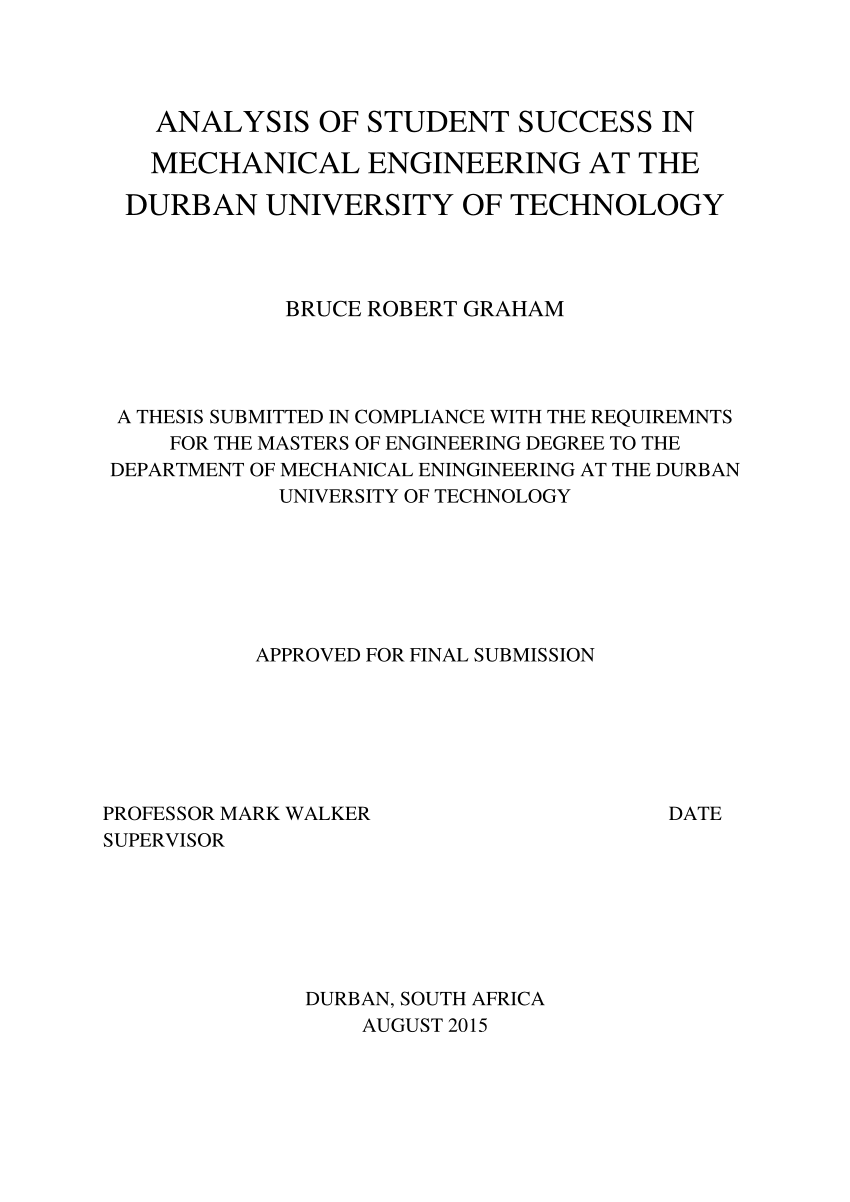 undergraduate thesis mechanical engineering