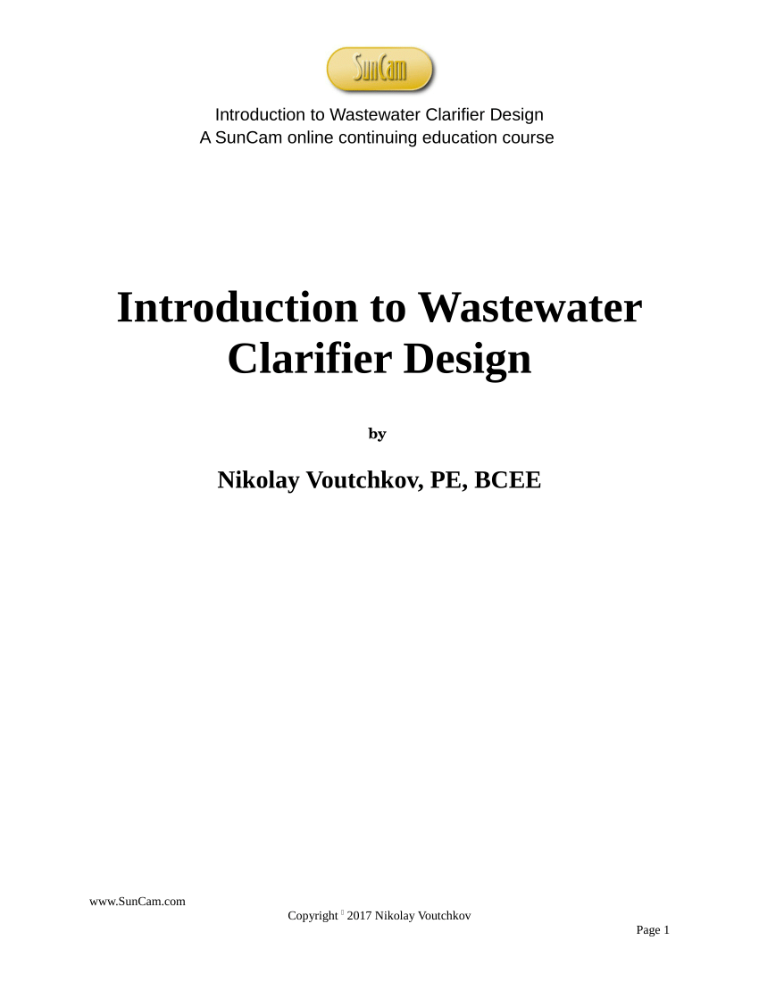 PDF Introduction To Wastewater Clarifier Design