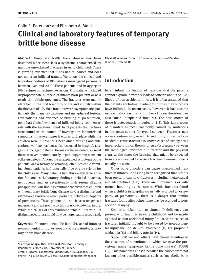 brittle bone disease research paper